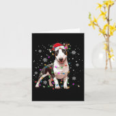 Bull Terrier Santa Sweater Dog Xmas lights Tre Kaart (Gele Bloem)