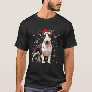Bull Terrier Santa Sweater Dog Xmas lights Tre T-shirt