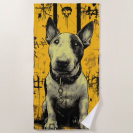 Bull Terrier Schedel Grunge Kunst Strandlaken