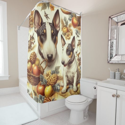  Bull Terrier schilderij Douchegordijn (In situ)