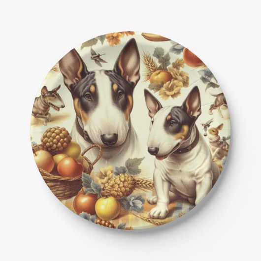 Bull Terrier schilderij Papieren Bordje (Voorkant)