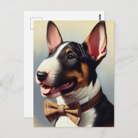 Bull Terrier schilderij portret Briefkaart (Voorkant / Achterkant)