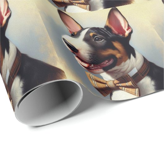 Bull Terrier schilderij portret Cadeaupapier (Rol Hoek)