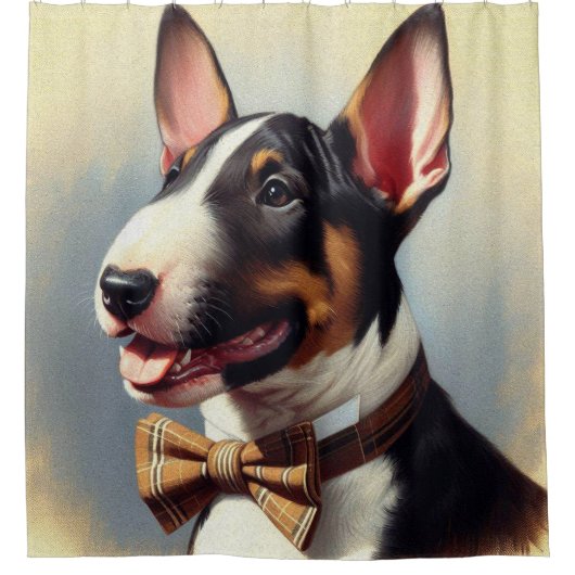  Bull Terrier schilderij portret Douchegordijn (Voorkant)