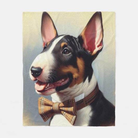 Bull Terrier schilderij portret Fleece Deken (Voorkant)