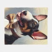 Bull Terrier schilderij portret Fleece Deken (Voorkant (Horizontaal))