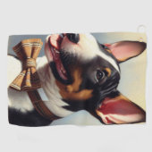  Bull Terrier schilderij portret Golfhanddoek (Horizontaal)