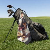  Bull Terrier schilderij portret Golfhanddoek (Groen)