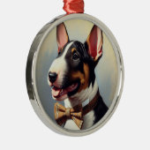  Bull Terrier schilderij portret Metalen Ornament (Rechts)