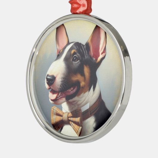 Bull Terrier schilderij portret Metalen Ornament (Links)