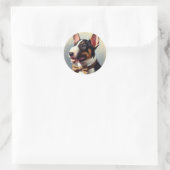 Bull Terrier schilderij portret Ronde Sticker (Tas)