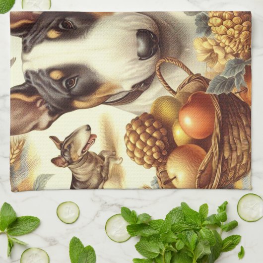  Bull Terrier schilderij Theedoek (Gevouwen)