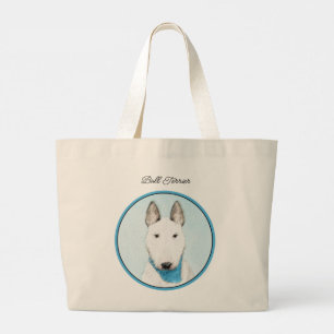Bull Terrier Schilderij Wit Engels Schattigee Dog Grote Tote Bag