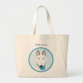 Bull Terrier Schilderij Wit Engels Schattigee Dog  Grote Tote Bag (Voorkant)