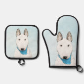 Bull Terrier Schilderij Wit Engels Schattigee Dog Ovenwant & Pannenlap Set (Voorkant)