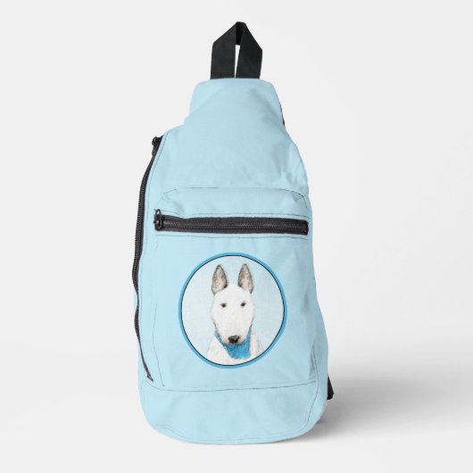 Bull Terrier Schilderij Wit Engels Schattigee Dog  Sling Bag (Voorkant)