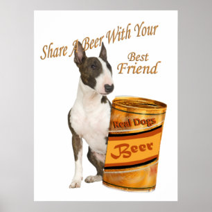 Bull Terrier Shares A Beer Print