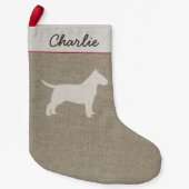 Bull Terrier Silhouette Cute Hondenliefhebber Holi Kleine Kerstsok (Voorkant)