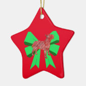 Bull Terrier Silhouette Dog & Green Bow Kerstmis Keramisch Ornament (Links)