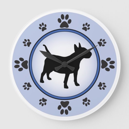Bull Terrier Silhouette Grote Klok (Voorkant)