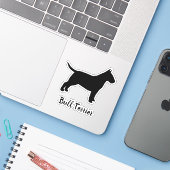 Bull Terrier Silhouette Hondenras Vinyl Sticker (Laptop met iPhone)