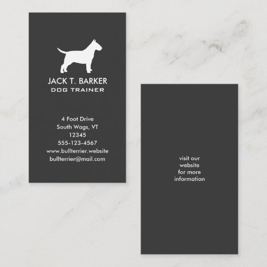 Bull Terrier Silhouette Visitekaartje (Voorkant / Achterkant)