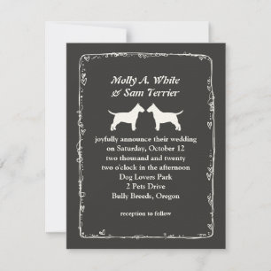 Bull Terrier Silhouetten Huwelijksaankondiging Kaart