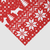 Bull Terrier Silhouetten Kerstpatroon Rood Tissuepapier (Detail)