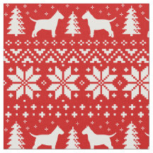 Bull Terrier Silhouettes Kerstrood en wit