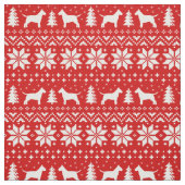 Bull Terrier Silhouettes Kerstrood en wit Stof (Swatch)