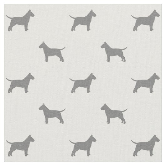 Bull Terrier Silhouettes Pattern Grey and White Stof (Close Up)