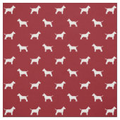 Bull Terrier Silhouettes Pattern Red en White Stof (Swatch)