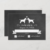 Bull Terrier Silhouettes Wedding Reply RSVP (Voorkant / Achterkant)