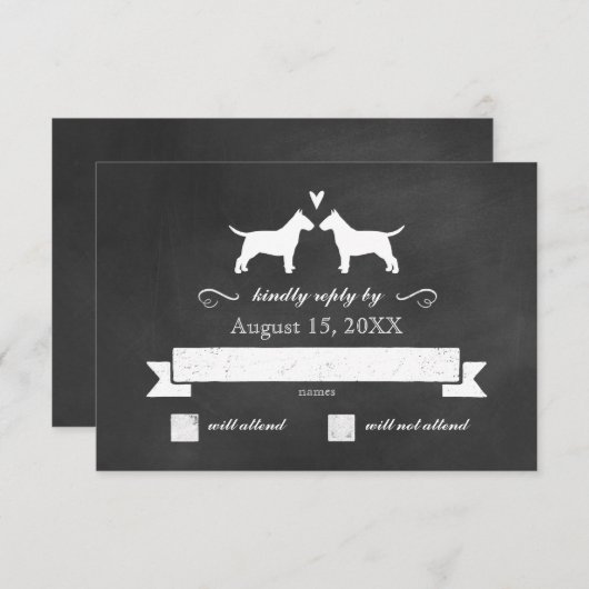 Bull Terrier Silhouettes Wedding Reply RSVP (Voorkant / Achterkant)