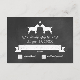 Bull Terrier Silhouettes Wedding Reply RSVP Kaartje