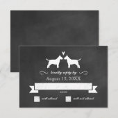 Bull Terrier Silhouettes Wedding Reply RSVP Kaartje (Voorkant / Achterkant)