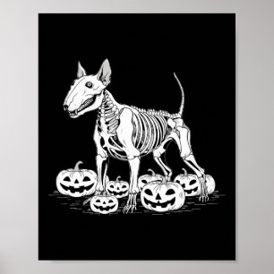 Bull Terrier Skelet Verjaardag Halloween Mannen vr Poster