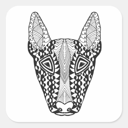 Bull Terrier Sketch Vierkante Sticker (Voorkant)
