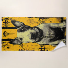 Bull Terrier Skull Grunge Art Strandlaken
