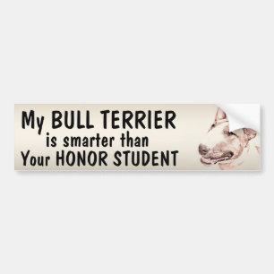 Bull Terrier - Slimmer dan een uitblinker - grappi Bumpersticker