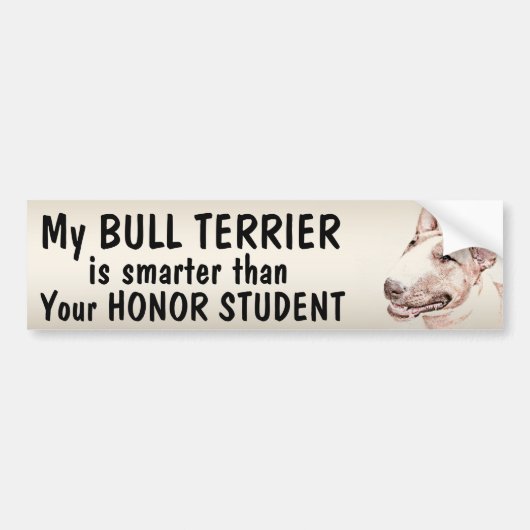 Bull Terrier - Slimmer dan een uitblinker - grappi Bumpersticker (Voorkant)