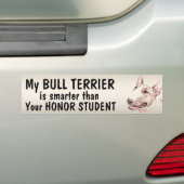 Bull Terrier - slimmer dan student - grappig Bumpersticker (Op auto)