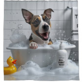 Bull Terrier Sloppy Sleepy Schattige Grappig Douchegordijn (Voorkant)