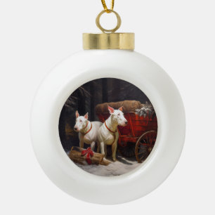 Bull Terrier Sneeuw Slede Kerst Decoratie 