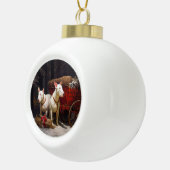 Bull Terrier Sneeuw Slede Kerst Decoratie  (Rechts)