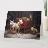 Bull Terrier Sneeuw Slede Kerst Decoratie  Kaart (Voorkant)