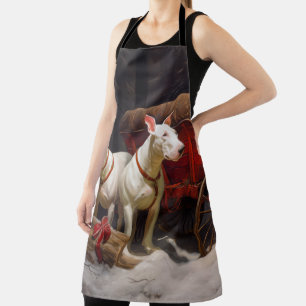 Bull Terrier Sneeuw Slede Kerst Decoratie  Schort