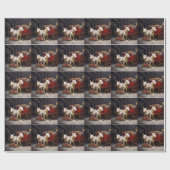 Bull Terrier Sneeuw Sleebalg Kerst Decoratie Cadeaupapier (Vlak)