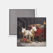 Bull Terrier Sneeuw Sleebalg Kerst Decoratie Magneet (Voorkant / Achterkant)
