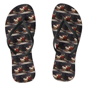 Bull Terrier Sneeuwwagen Kerst Decoratie  Teenslippers